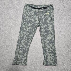 THE NORTH FACE PULSE CAPRI LEGGING‎ Running Active Pants Green Camo Sz S/P